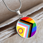 Personalized PRIDE Flag Circle Pendant Necklace