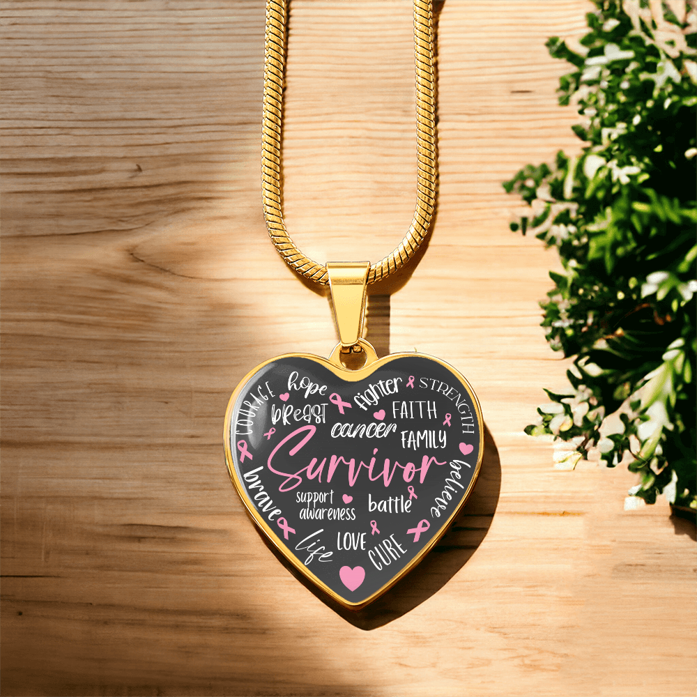 Breast Cancer Survivor Heart Pendant Necklace