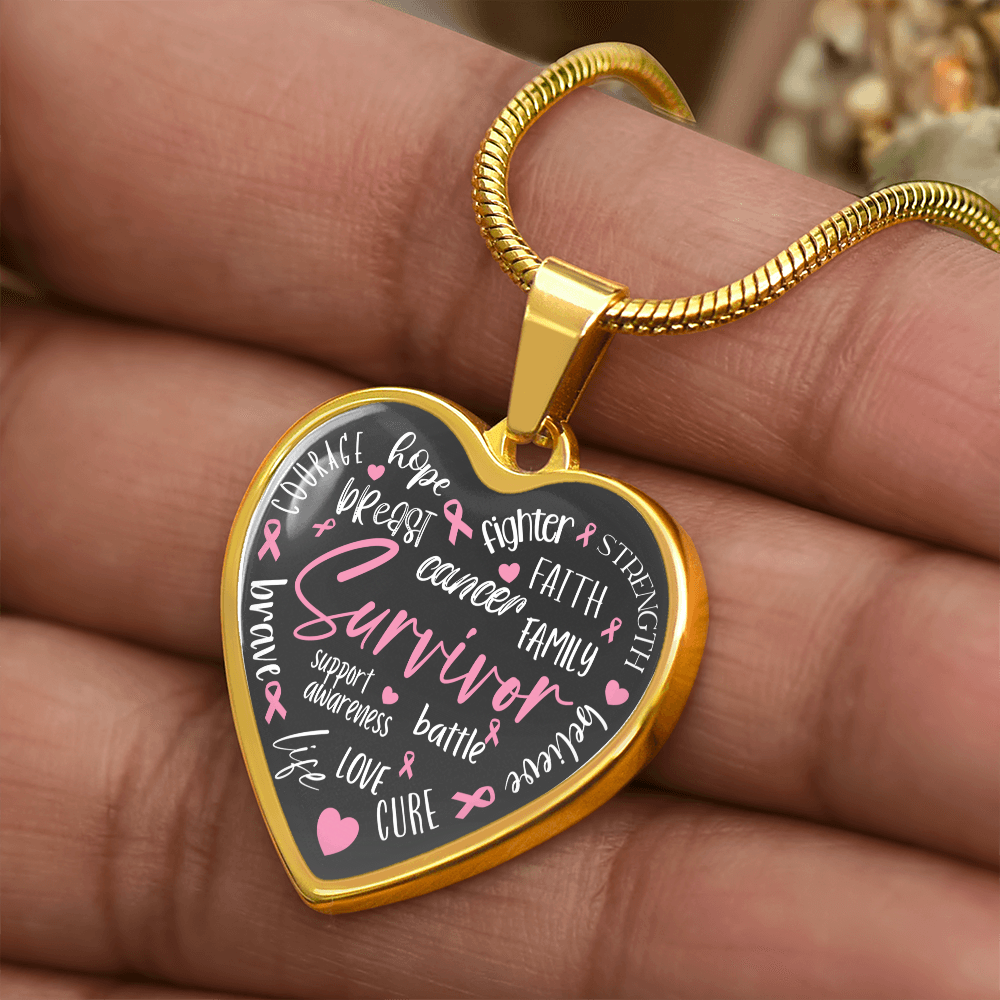 Breast Cancer Survivor Heart Pendant Necklace