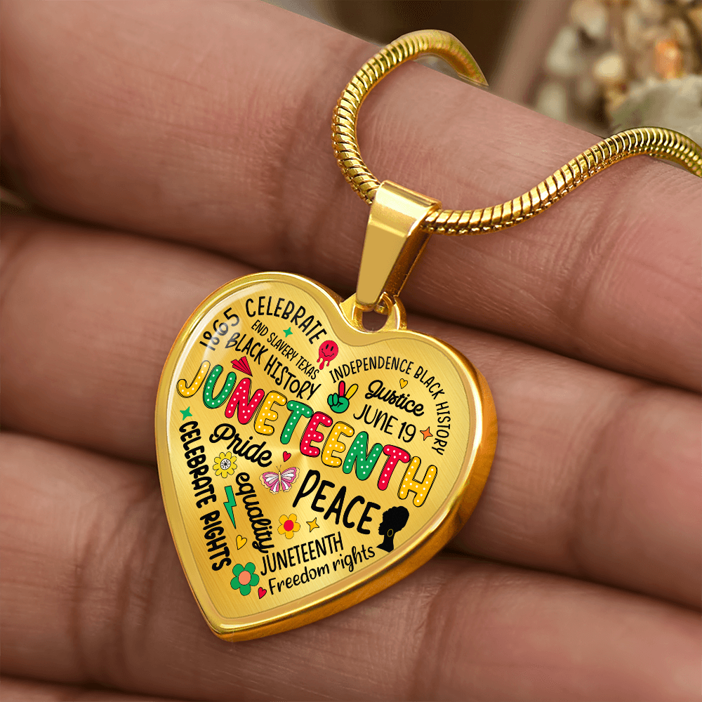 Personalized Juneteenth Heart Pendant Necklace