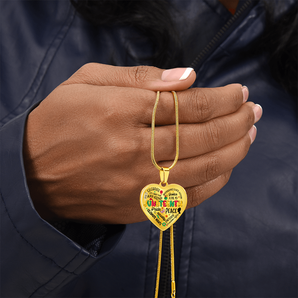 Personalized Juneteenth Heart Pendant Necklace