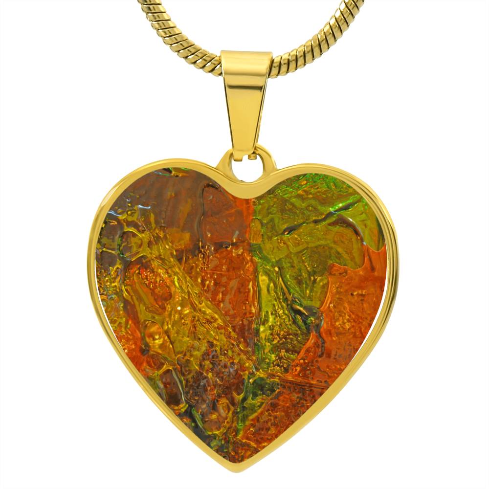 Murano Glass Look Heart Pendant Necklace