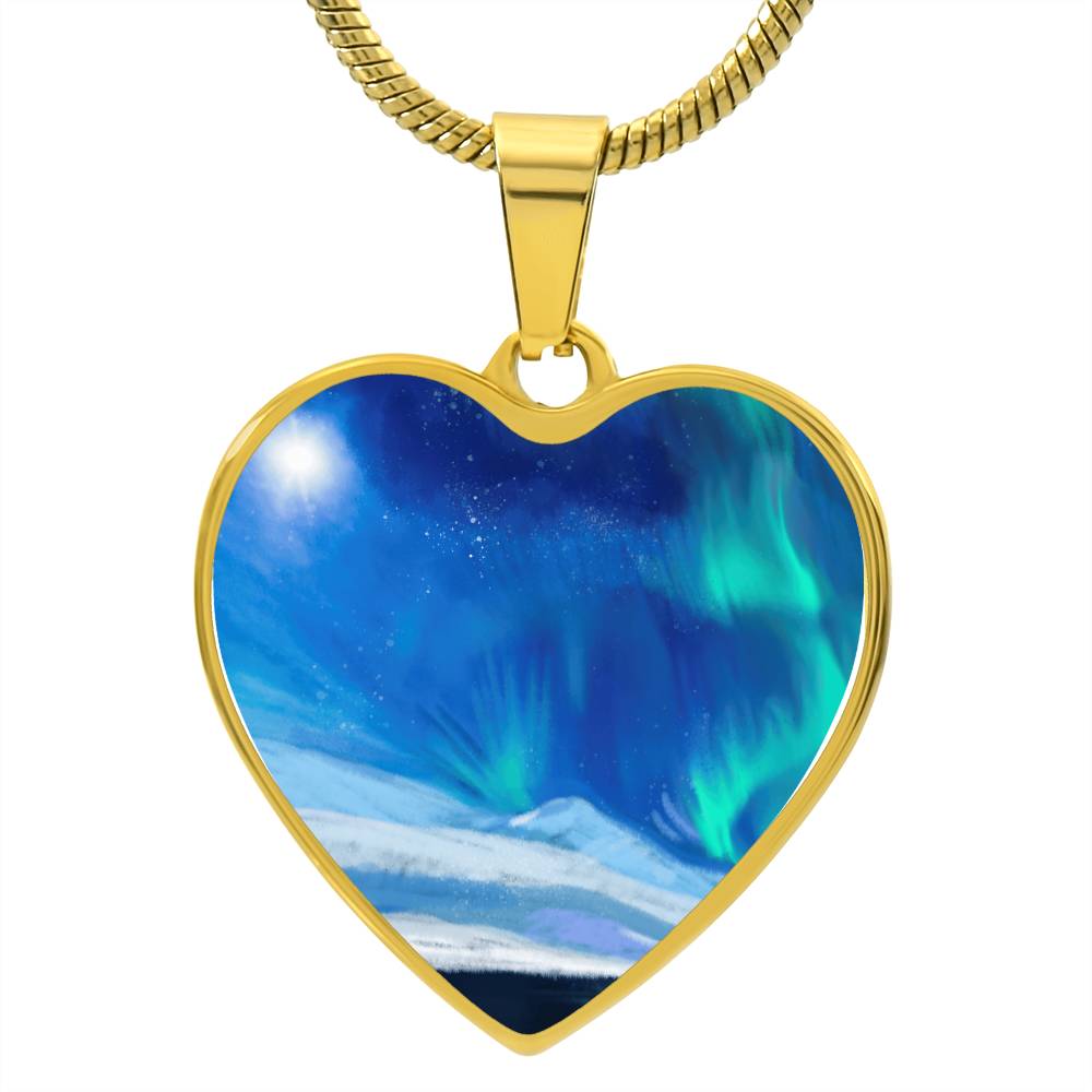 Northern Lights Heart Pendant Necklace