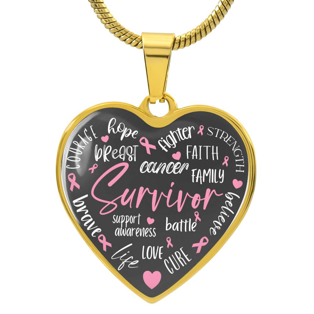 Breast Cancer Survivor Heart Pendant Necklace