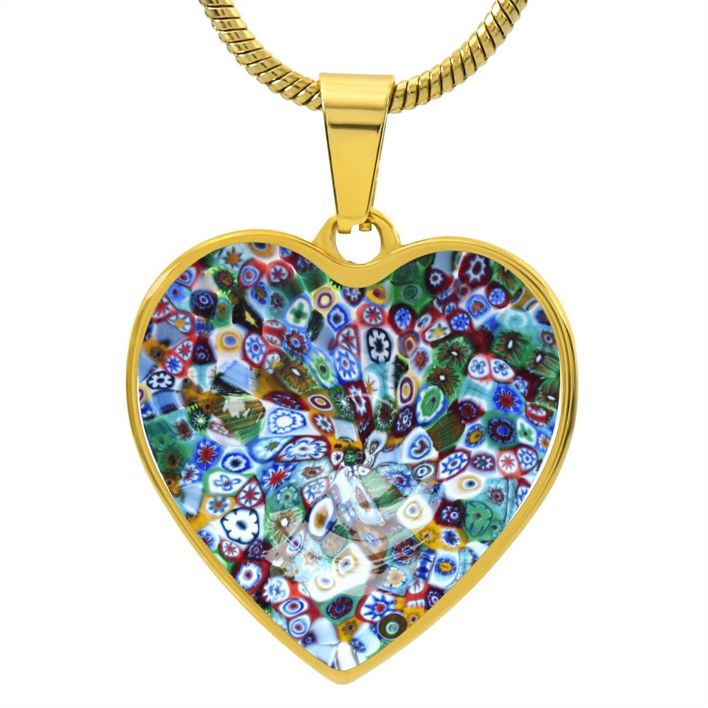 Murano Glass Look Heart Pendant Necklace