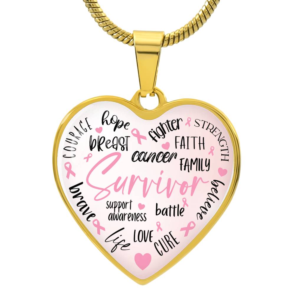 Breast Cancer Survivor Heart Pendant Necklace