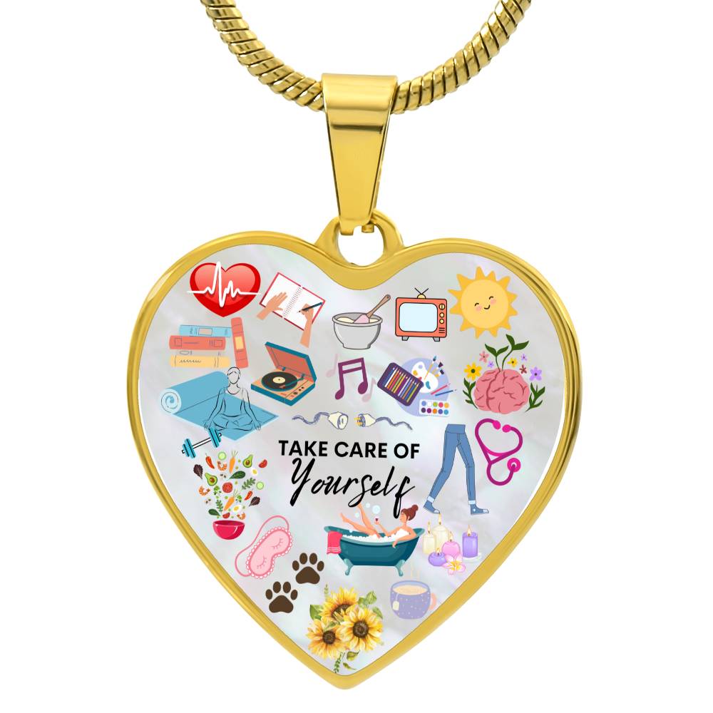 Personalized Take Care Of Yourself Heart Pendant Necklace