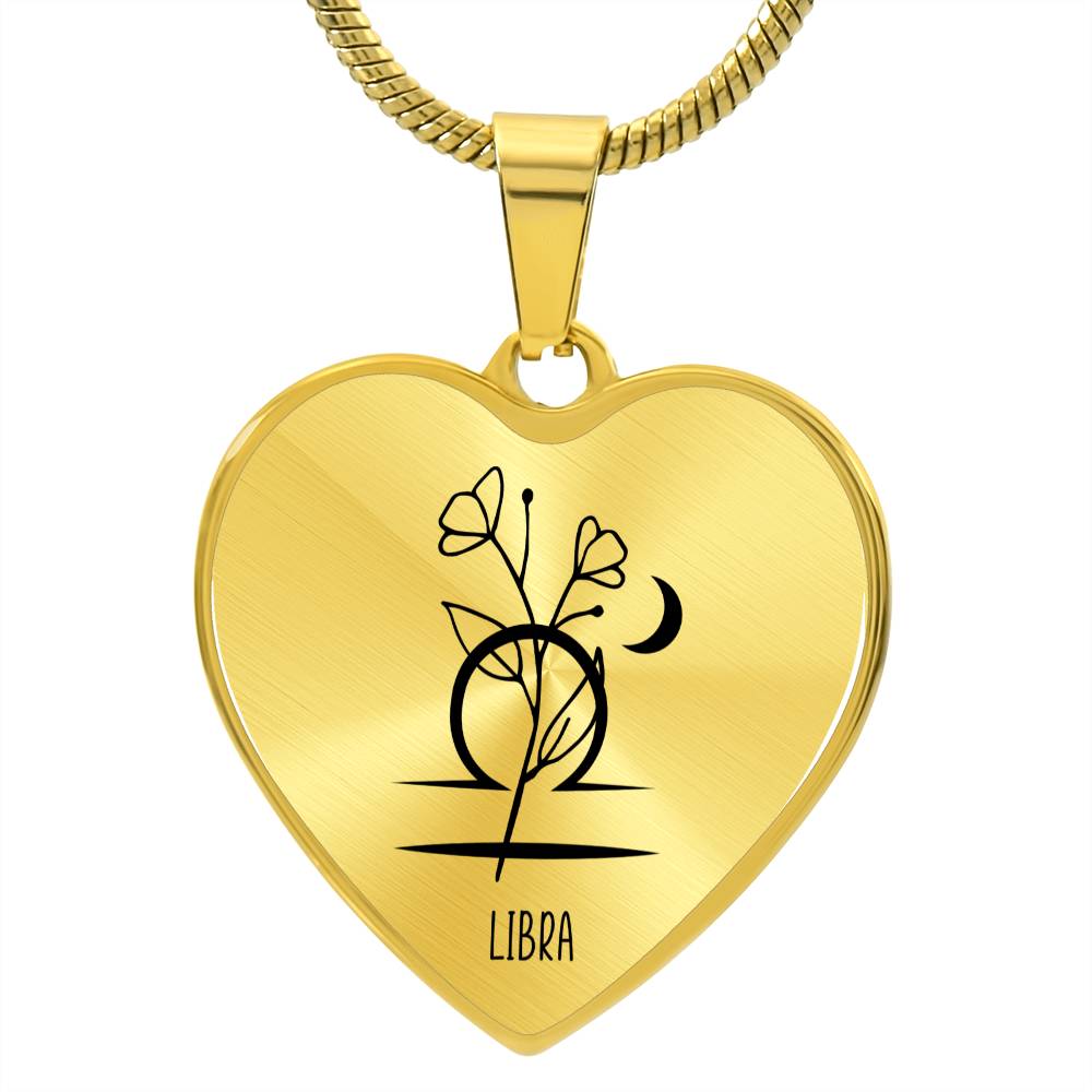 Libra 9/24 - 10/22 & Flower Heart Pendant Necklace