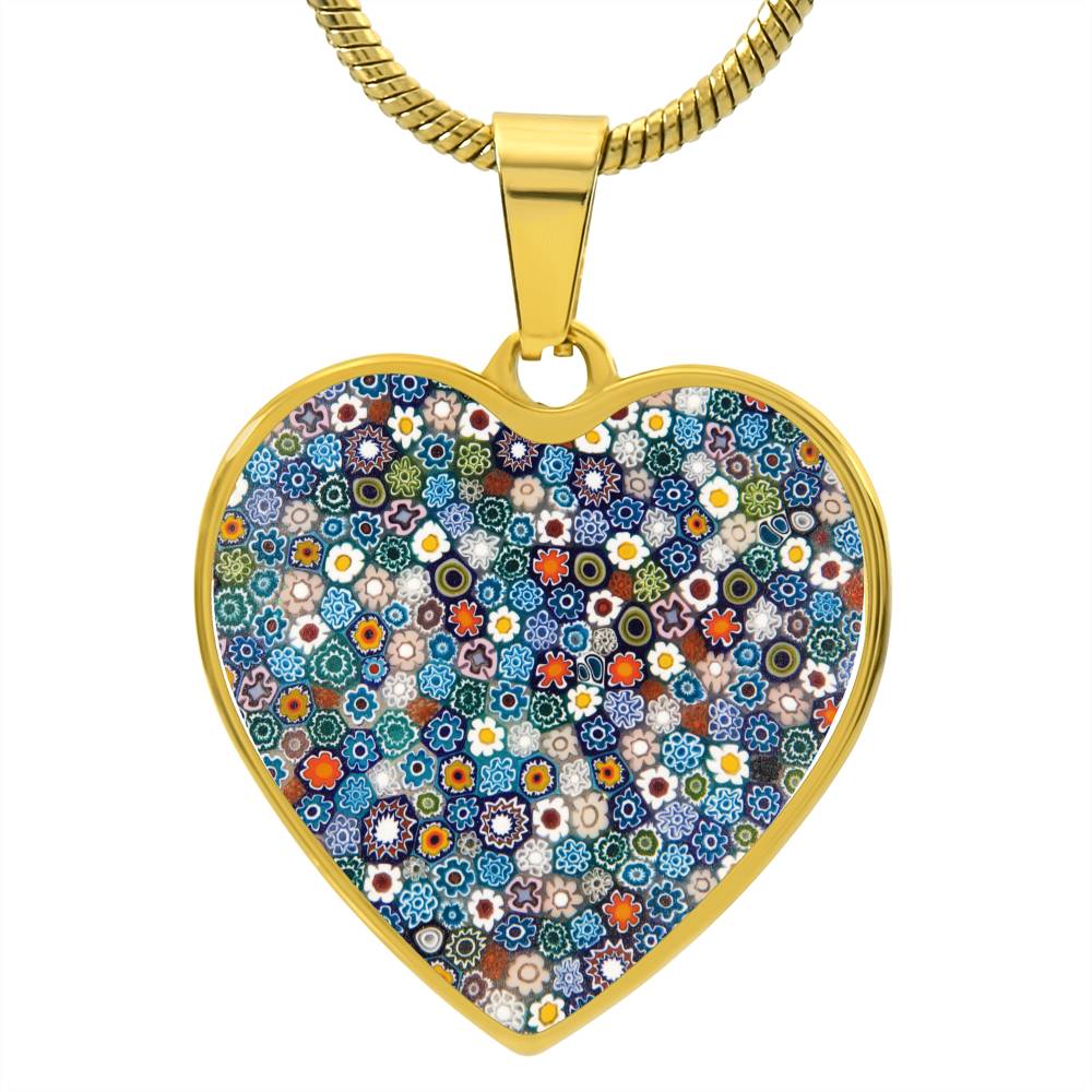 Murano Glass Look Heart Pendant Necklace