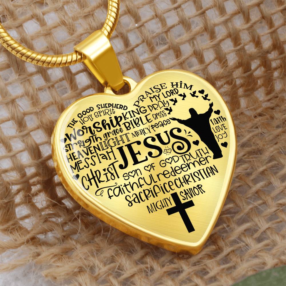Personalized Jesus Heart Pendant Necklace