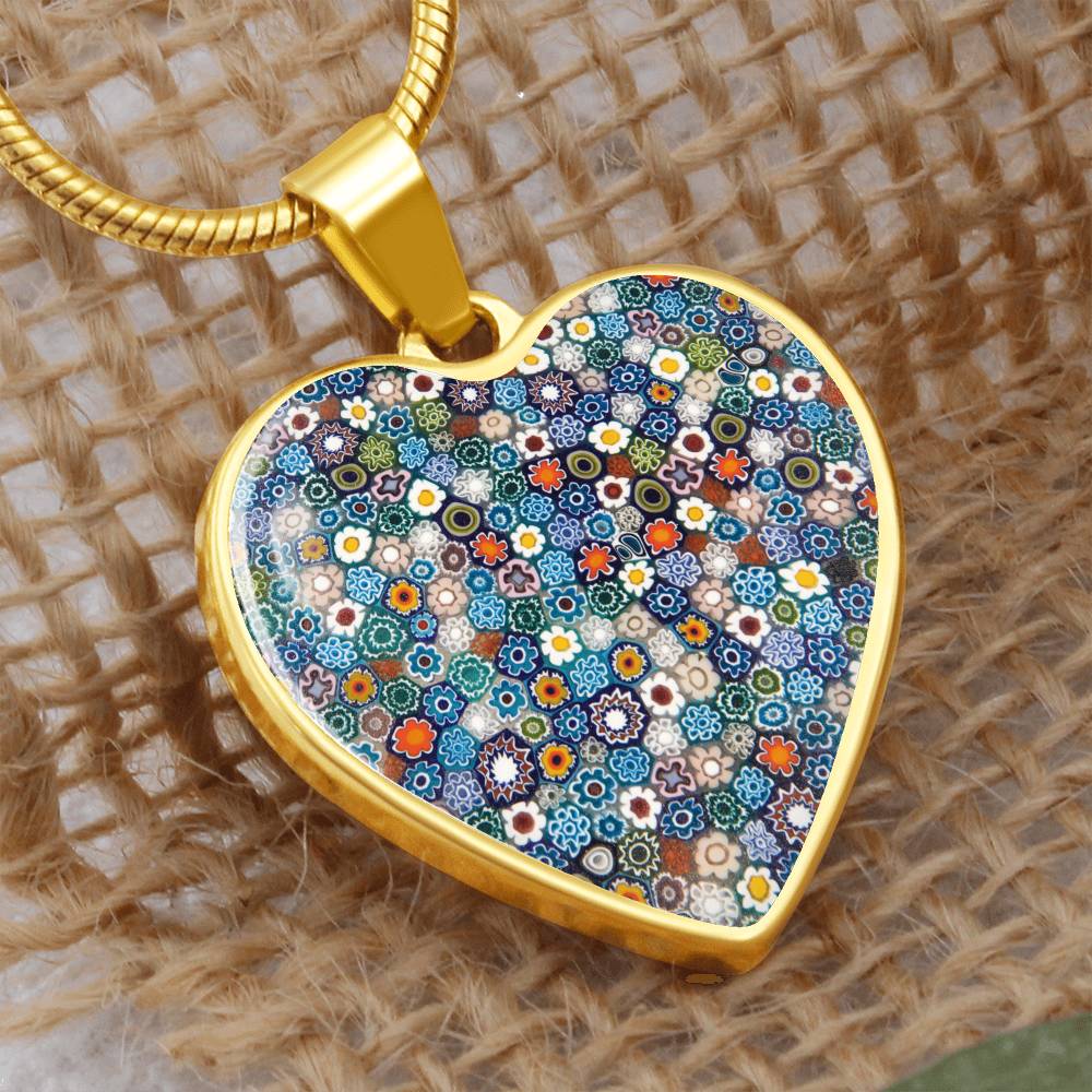 Murano Glass Look Heart Pendant Necklace