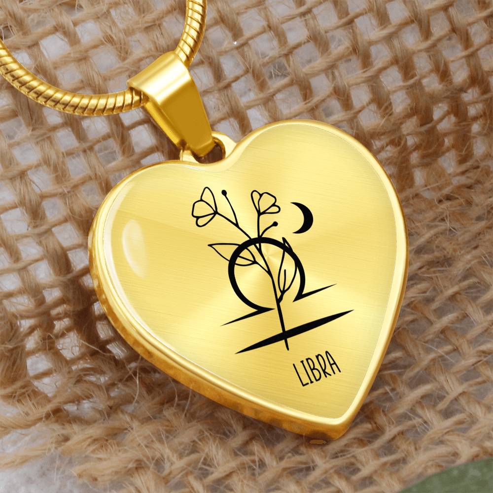 Libra 9/24 - 10/22 & Flower Heart Pendant Necklace