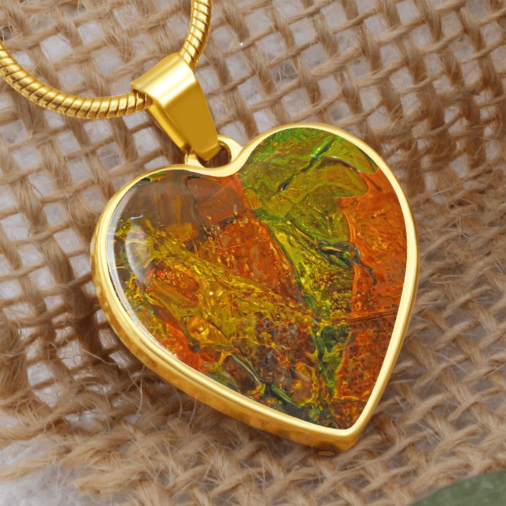 Murano Glass Look Heart Pendant Necklace