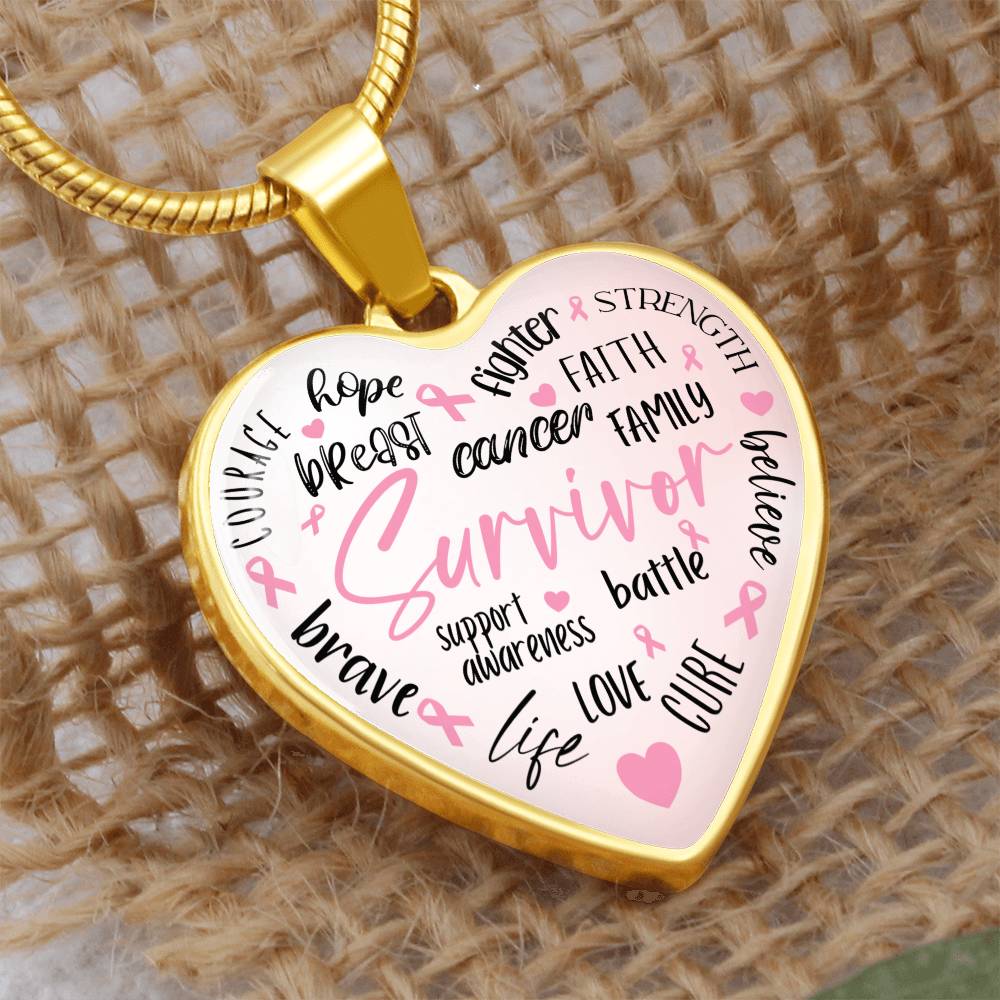 Breast Cancer Survivor Heart Pendant Necklace