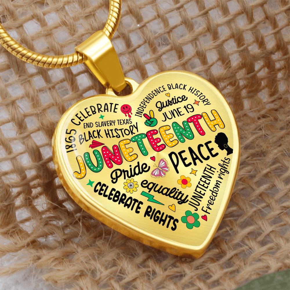 Personalized Juneteenth Heart Pendant Necklace