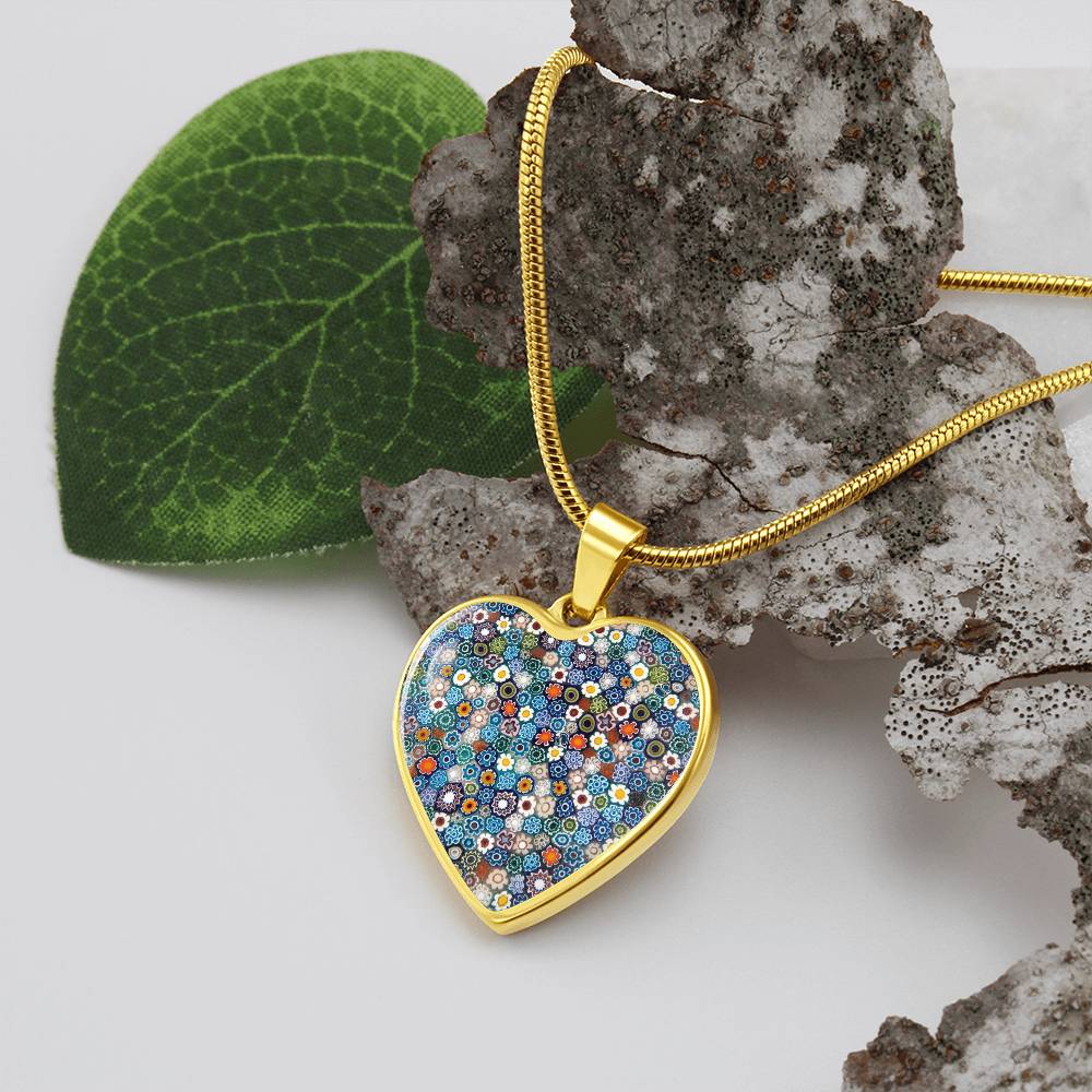 Murano Glass Look Heart Pendant Necklace