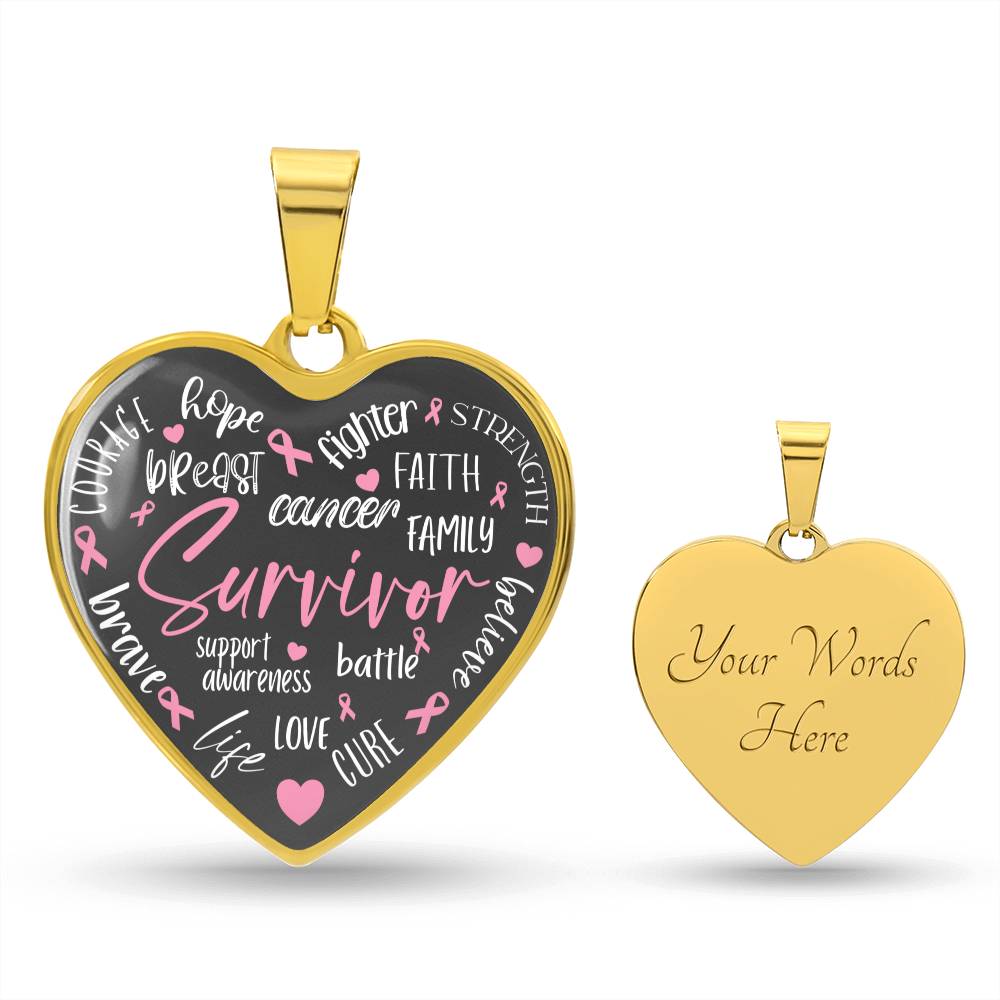 Breast Cancer Survivor Heart Pendant Necklace