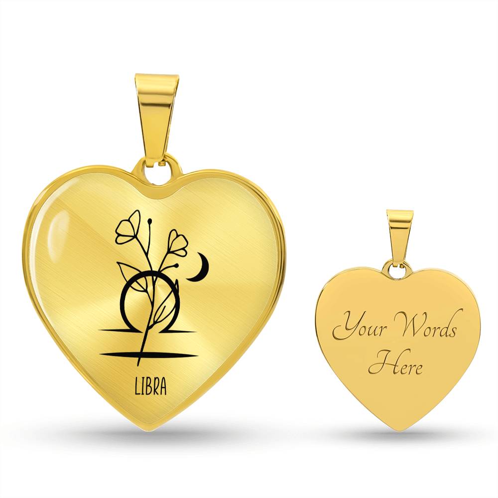Libra 9/24 - 10/22 & Flower Heart Pendant Necklace