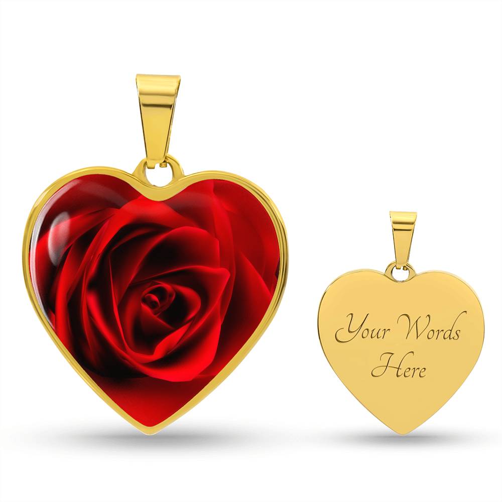 Red Rose Heart Pendant Necklace