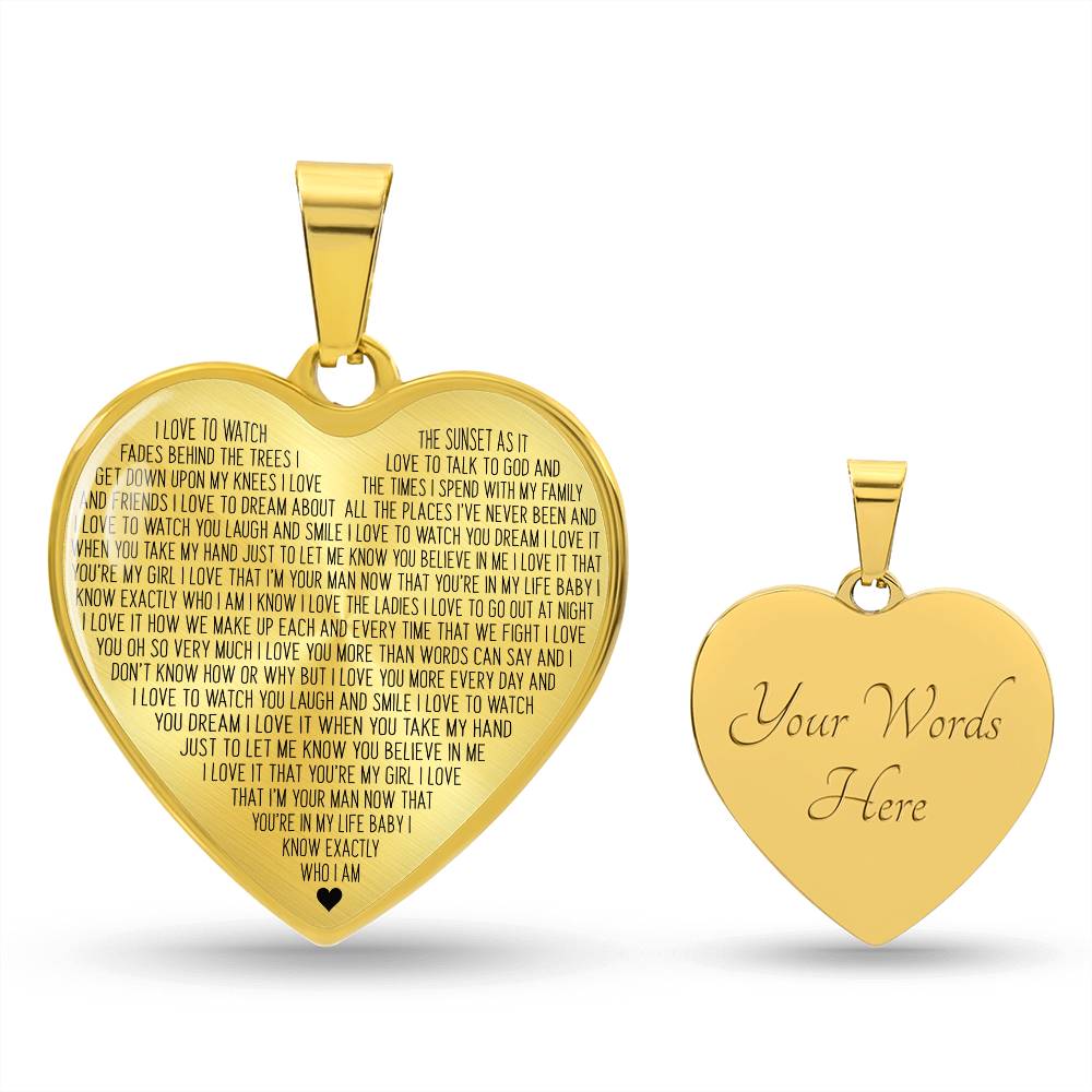 Personalized Who I Am Heart Pendant Necklace