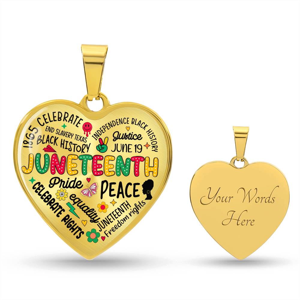 Personalized Juneteenth Heart Pendant Necklace