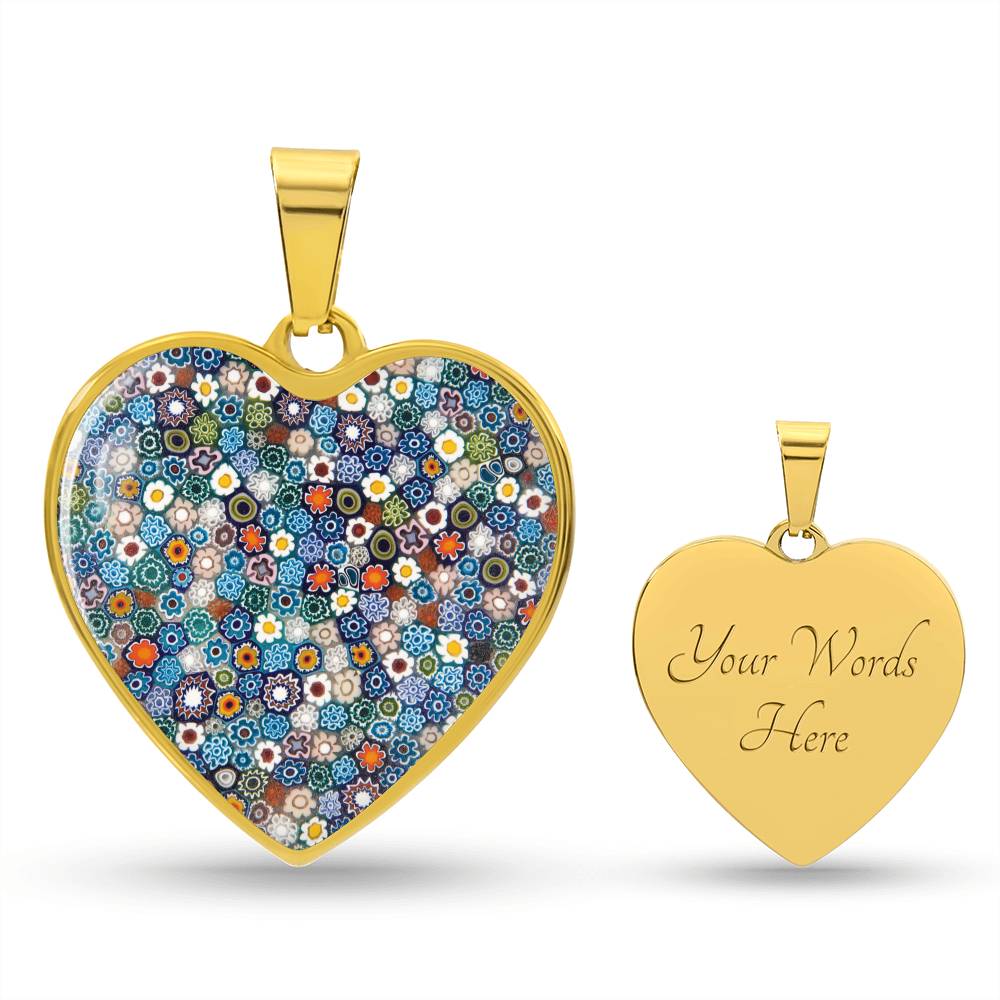 Murano Glass Look Heart Pendant Necklace