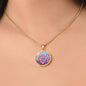 Sept Birth Month Flower Aster Stained Glass Pendant Necklace