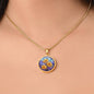 Sept Birth Month Flower Aster Stained Glass Pendant Necklace