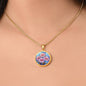 Sept Birth Month Flower Aster Stained Glass Pendant Necklace