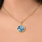 Harris Walz Election Cat Blue Wave Graphic Art Circle Pendant