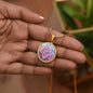 Sept Birth Month Flower Aster Stained Glass Pendant Necklace