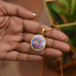 Sept Birth Month Flower Aster Stained Glass Pendant Necklace