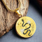 Snake With Sun Moon Stars & Flowers Pendant Necklace
