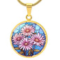 Sept Birth Month Flower Aster Stained Glass Pendant Necklace