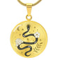 Snake With Sun Moon Stars & Flowers Pendant Necklace