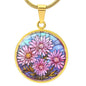 Sept Birth Month Flower Aster Stained Glass Pendant Necklace
