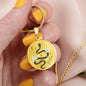 Snake With Sun Moon Stars & Flowers Pendant Necklace