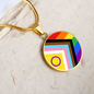 Personalized PRIDE Flag Circle Pendant Necklace