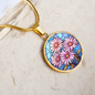 Sept Birth Month Flower Aster Stained Glass Pendant Necklace