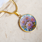 Sept Birth Month Flower Aster Stained Glass Pendant Necklace