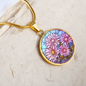 Sept Birth Month Flower Aster Stained Glass Pendant Necklace