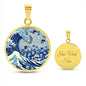 Harris Walz Election Cat Blue Wave Graphic Art Circle Pendant