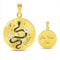Snake With Sun Moon Stars & Flowers Pendant Necklace