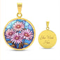Sept Birth Month Flower Aster Stained Glass Pendant Necklace