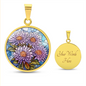Sept Birth Month Flower Aster Stained Glass Pendant Necklace