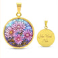 Sept Birth Month Flower Aster Stained Glass Pendant Necklace