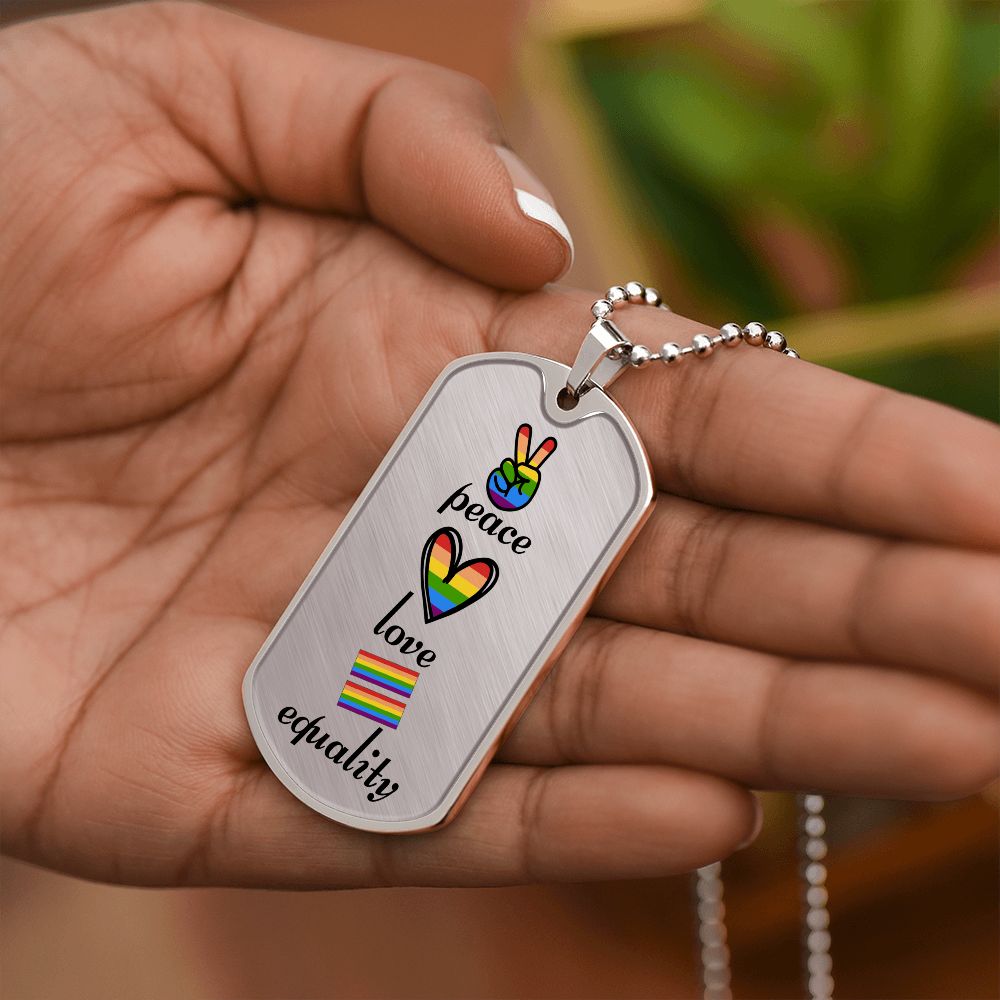 Peace Love Equality Dog Tag Necklace