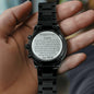 Personalized Stepped Up Dad Engraved Design Black Chronograph Watch