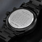 Personalized Stepped Up Dad Engraved Design Black Chronograph Watch