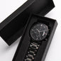 Personalized Stepped Up Dad Engraved Design Black Chronograph Watch